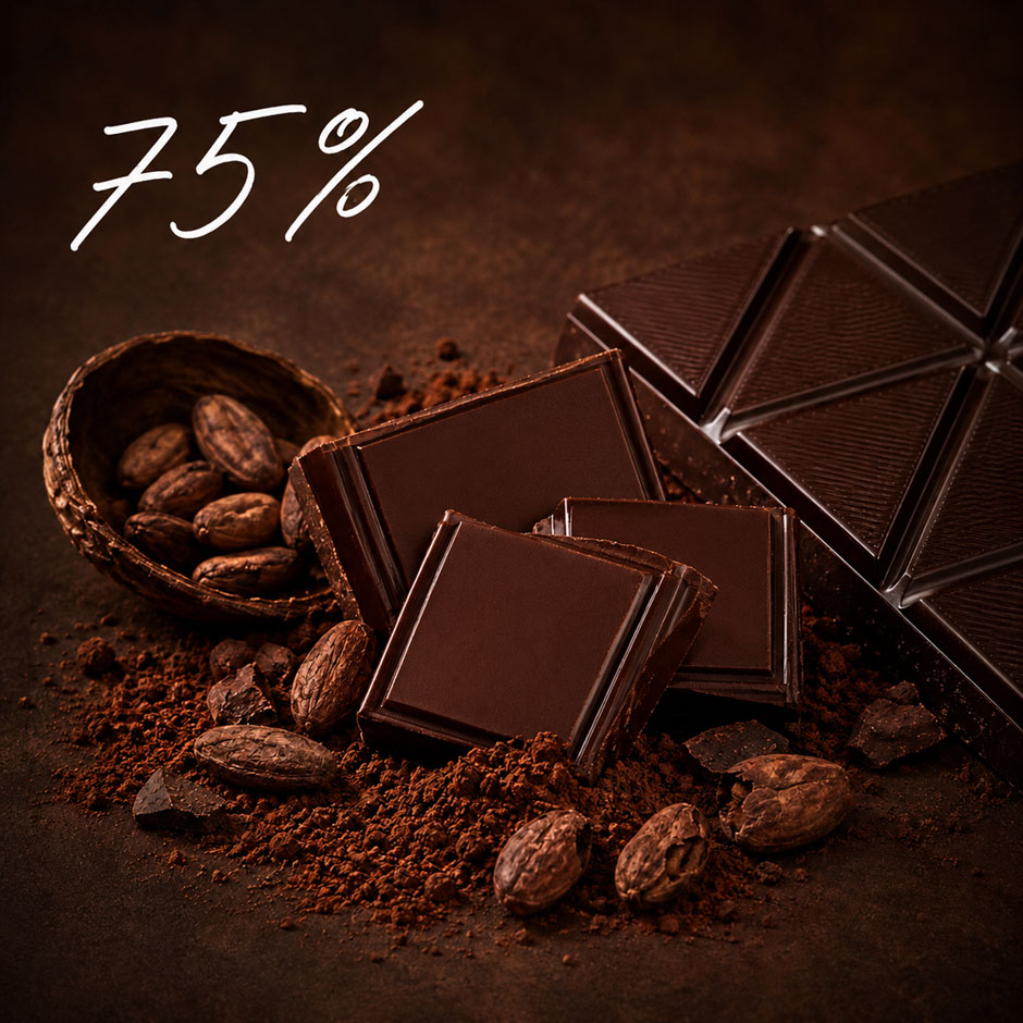75% Schokolade (Kakaoanteil)