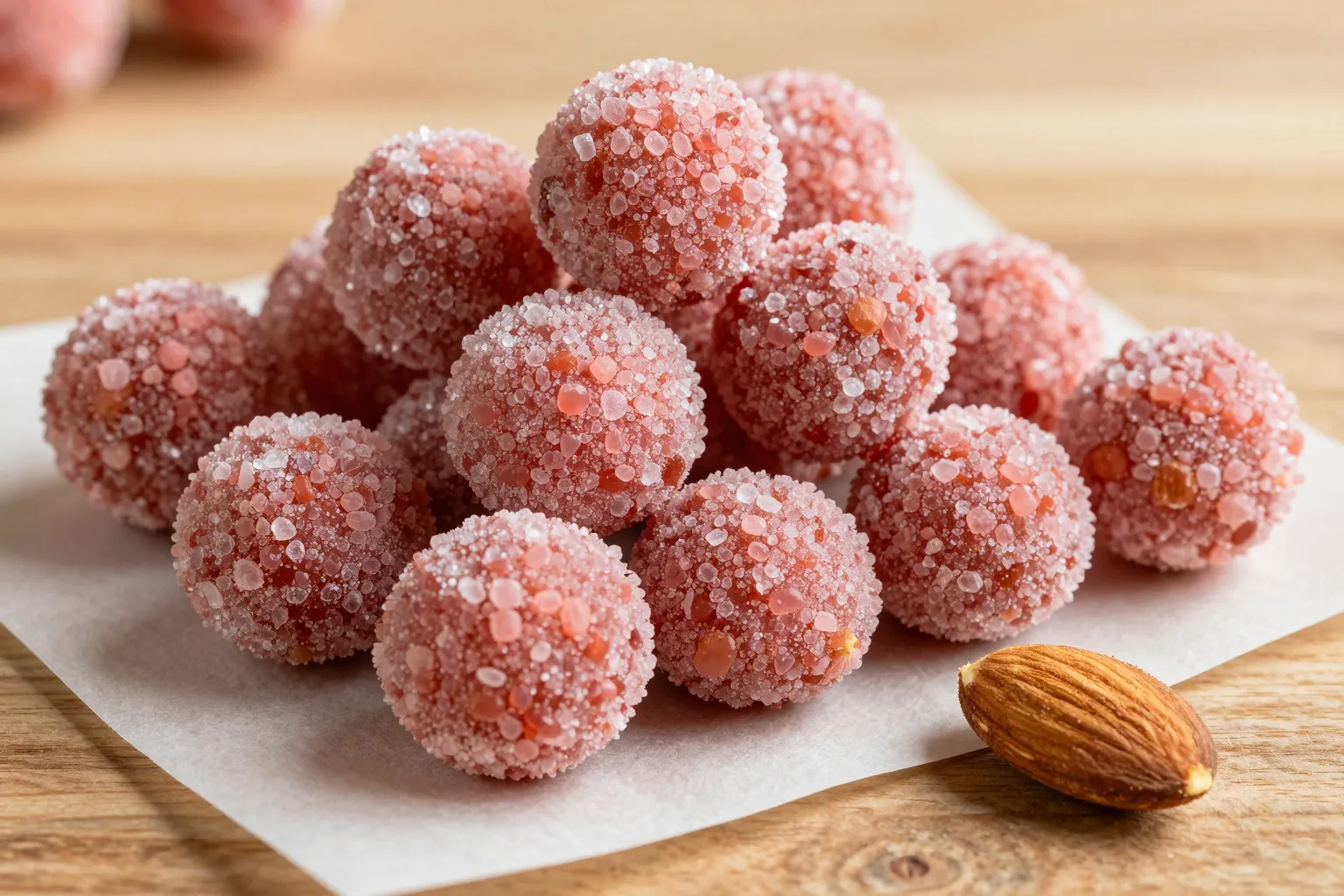 Gebrannte Mandeln mit rosa Zuckerkruste, in Frankreich als Pralines roses bekannt